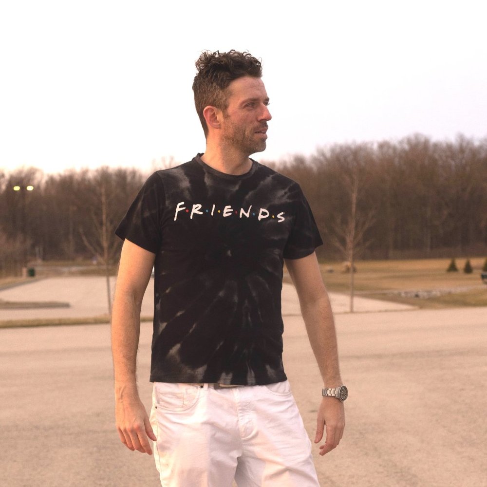 Original Friends t-shirt Black Tie Dye Style - In Great Shape - Size Medium